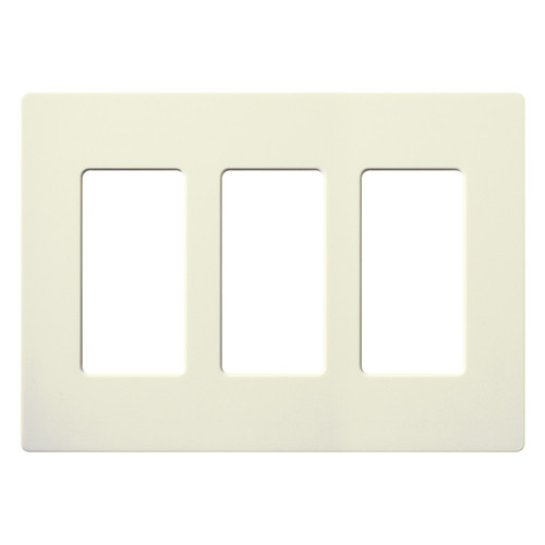 Lutron SC-3-BI Satin Decora 3-Gang Screwless Wallplate, Biscuit