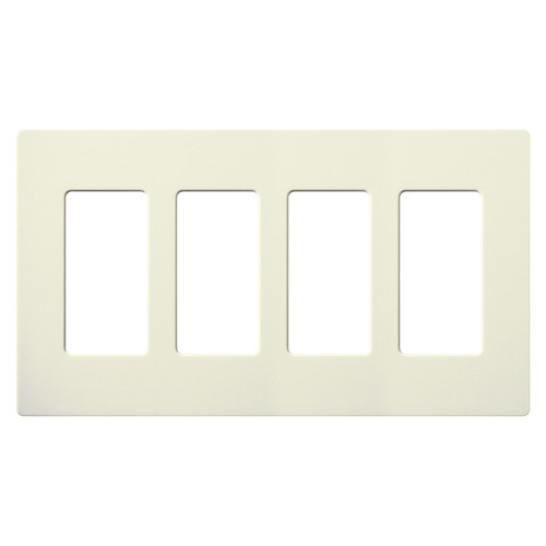 Lutron SC-4-BI Satin Decora 4-Gang Screwless Wallplate, Biscuit