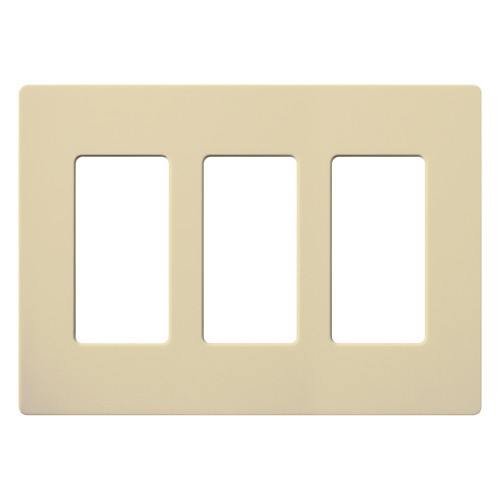 Lutron CW-3-IV Claro Decora 3-Gang Screwless Wallplate, Ivory