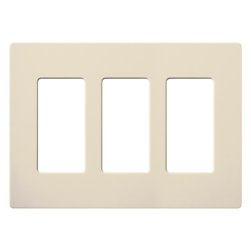 Lutron CW-3-LA Claro Decora 3-Gang Screwless Wallplate, Light Almond