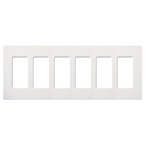 Lutron CW-6-WH Claro Decora 6-Gang Screwless Wallplate, White