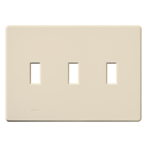 Lutron FW-3-LA Fassada Traditional Toggle 3-Gang Screwless Wallplate, Matte Finish, Light Almond