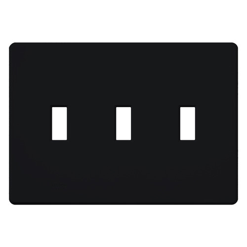 Lutron FW-3-BL Fassada Traditional Toggle 3-Gang Screwless Wallplate, Matte Finish, Black