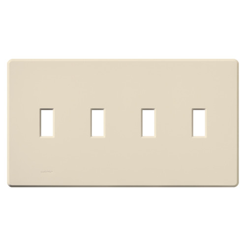 Lutron FW-4-LA Fassada Traditional Toggle 4-Gang Screwless Wallplate, Matte Finish, Light Almond