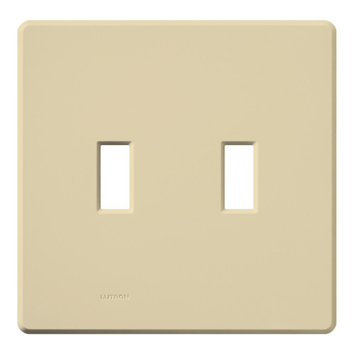 Lutron FG-2-IV Fassada Traditional Toggle 2-Gang Screwless Wallplate, Gloss Finish, Ivory