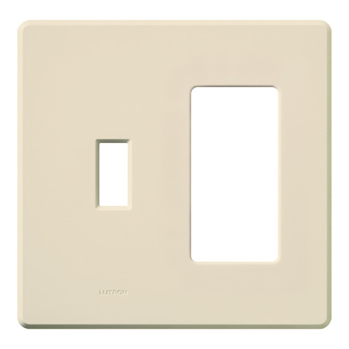 Lutron FG-2-TD-LA Fassada Combination 2-Gang Screwless Wallplate, Gloss Finish, Light Almond