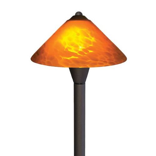 Lightcraft Outdoor AP-00B-TALL-21B Universal Mica Amber Path Light, T3 LED, 22.75" Stem, Natural Bronze, Amber Glass