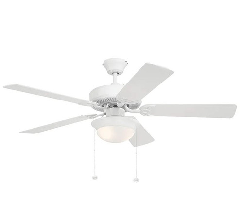 Westgate WFL-107-PC-5B-52-WH-WH 52" 5-Blade Ceiling Fan with Light, 9W, 3000K, White with White Blades