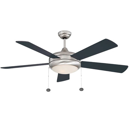 Westgate WFL-113-PC-5B-52-MCT-BN-RWBK 52" 5-Blade Ceiling Fan with Light, 20W, Adjustable CCT (3000K/4000K/5000K), Brushed Nickel with Reversible Rosewood & Black Blades