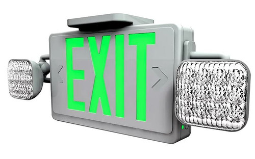 Westgate XT-CL-GW-EM Combo LED Exit Sign & Emergency, Universal Face, 120-277V, White Housing with Green Letters