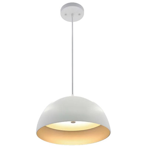 Westgate LCFD-MCT5-WS 12" Integrated LED Modern Dome Pendant Light, 25W, Adjustable CCT (2700K/3000K/3500K/4000K/5000K), White and Silver
