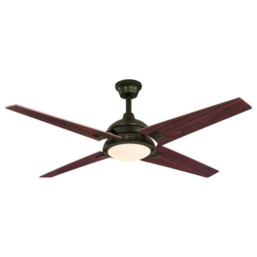 Westinghouse 7207400 Desoto 52" Indoor LED Ceiling Fan, Oil Rubbed Bronze Finish with Reversible Mahogany/ Cherry Blades, Opal Frosted Glass