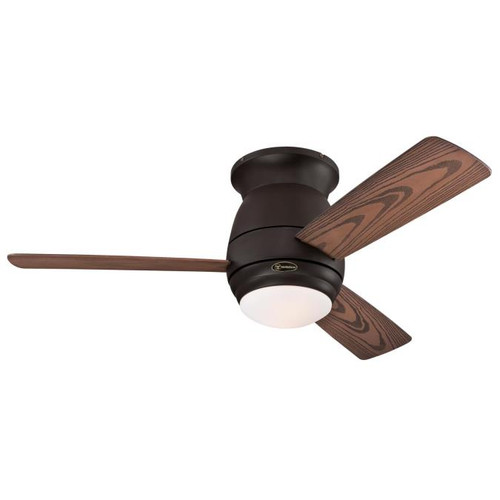 Westinghouse 7217800 Halley 44" Indoor/Outdoor Dimmable LED Ceiling Fan, Oil Rubbed Bronze Finish with Reversible Dark Cherry/Mahogany ABS Blades, Frosted Opal Glass