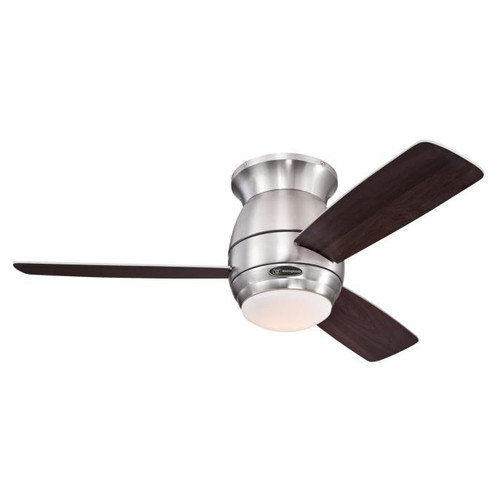 Westinghouse 7217900 Halley 44" Indoor Dimmable LED Ceiling Fan, Brushed Nickel Finish with Reversible Weathered Maple/Dark Cherry Blades, Frosted Opal Glass