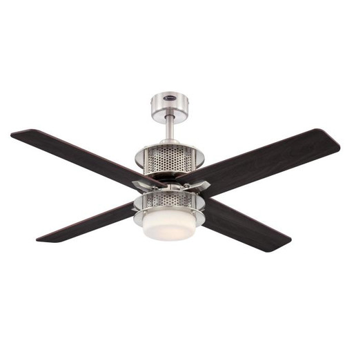 Westinghouse 7221100 Oscar 48" Indoor Dimmable LED Ceiling Fan, Brushed Nickel Finish with Reversible Wengue/Graphite Blades, Opal Frosted Glass