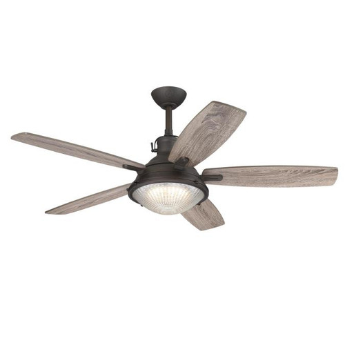 Westinghouse 7307300 Oyster Bay 52" Dimmable LED Ceiling Fan, Black-Bronze Finish with Reversible Pewter Ash/Walnut Blades, Clear Prismatic Glass