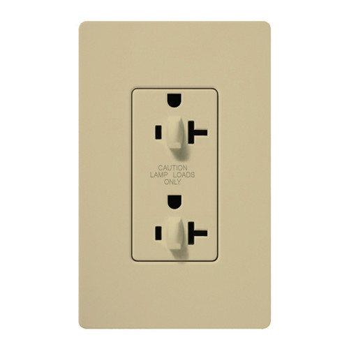 Lutron CAR-20-DDTR-IV 20A 120/125V Dual Dimming Tamper Resistant Receptacle, Ivory