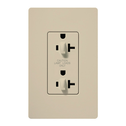 Lutron CAR-20-DDTR-LA 20A 120/125V Dual Dimming Tamper Resistant Receptacle, Light Almond