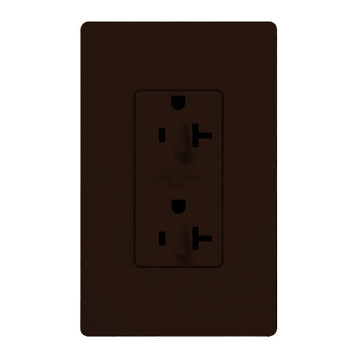 Lutron CAR-20-DDTR-BR 20A 120/125V Dual Dimming Tamper Resistant Receptacle, Brown