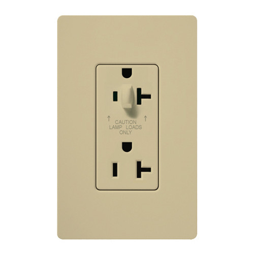 Lutron CAR-20-HDTR-IV 20A 120/125V Half Dimming Tamper Resistant Receptacle, Ivory