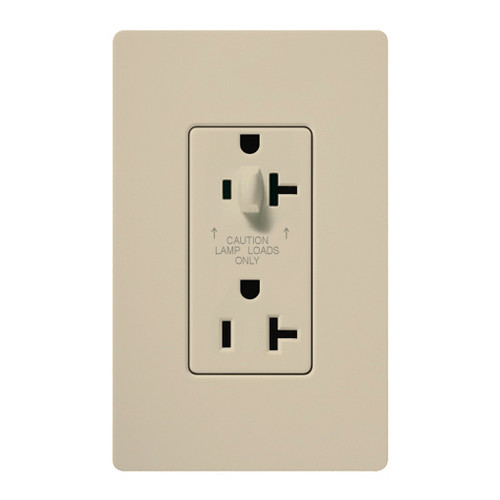 Lutron CAR-20-HDTR-LA 20A 120/125V Half Dimming Tamper Resistant Receptacle, Light Almond