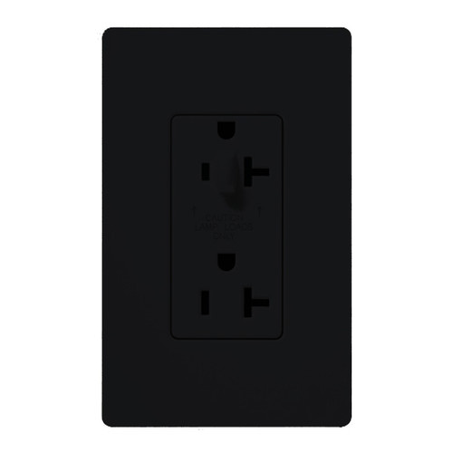 Lutron CAR-20-HDTR-BL 20A 120/125V Half Dimming Tamper Resistant Receptacle, Black