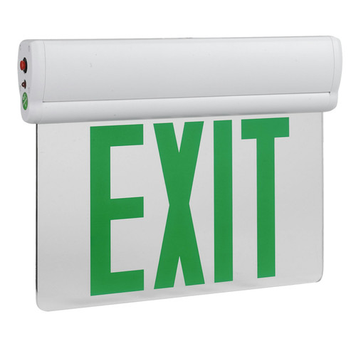 EnVision LED Lighting LED-EM-EXT-EL-G-S Edge-Lit Emergency LED Exit Sign, Single Sided, 120-277V, White with Green Letters