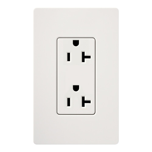 Lutron SCR-20-SW Claro 20A 125V Duplex Receptacle, Snow White