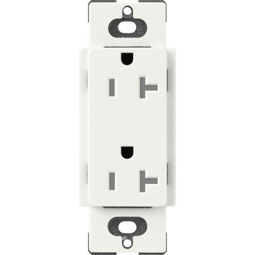 Lutron SCRS-20-TR-GL Claro 20A 125V Tamper Resistant Duplex Receptacle, Glacier White