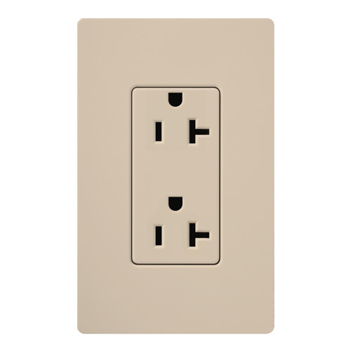 Lutron SCRS-20-TR-TP Claro 20A 125V Tamper Resistant Duplex Receptacle, Taupe