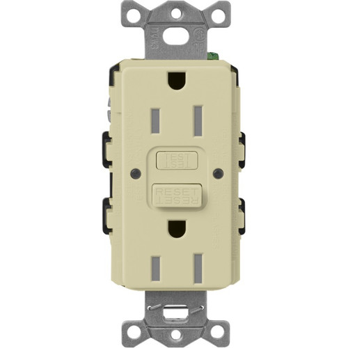 Lutron SCR-15-GFST-SA Claro 15A 125V Tamper Resistant Self-Testing GFCI Receptacle, Sage