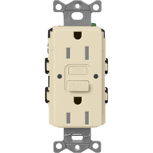 Lutron SCR-15-GFST-SD Claro 15A 125V Tamper Resistant Self-Testing GFCI Receptacle, Sand