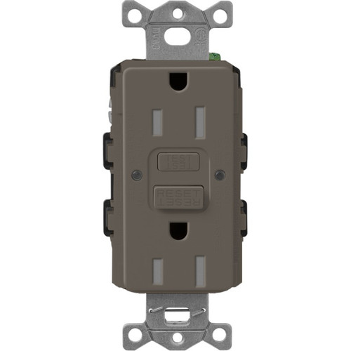 Lutron SCR-15-GFST-TF Claro 15A 125V Tamper Resistant Self-Testing GFCI Receptacle, Truffle