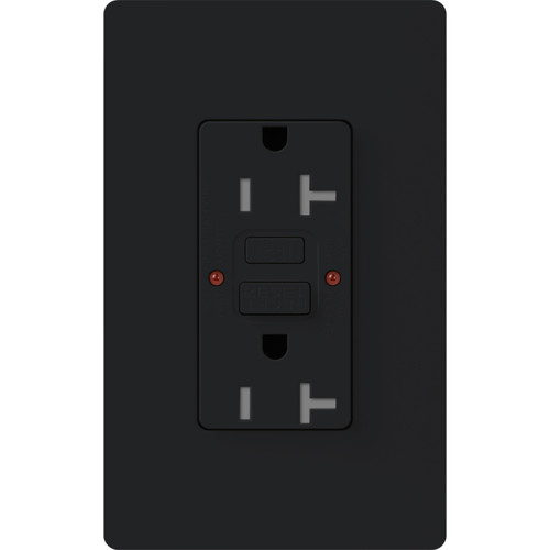 Lutron SCR-20-GFST-MN Claro 20A 125V Tamper Resistant Self-Testing GFCI Receptacle, Midnight