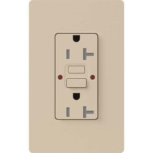 Lutron SCR-20-GFST-TP Claro 20A 125V Tamper Resistant Self-Testing GFCI Receptacle, Taupe