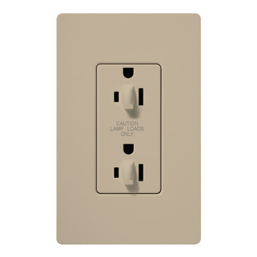 Lutron SCR-15-DDTR-TP 15A 120/125V Dual Dimming Tamper Resistant Receptacle, Taupe