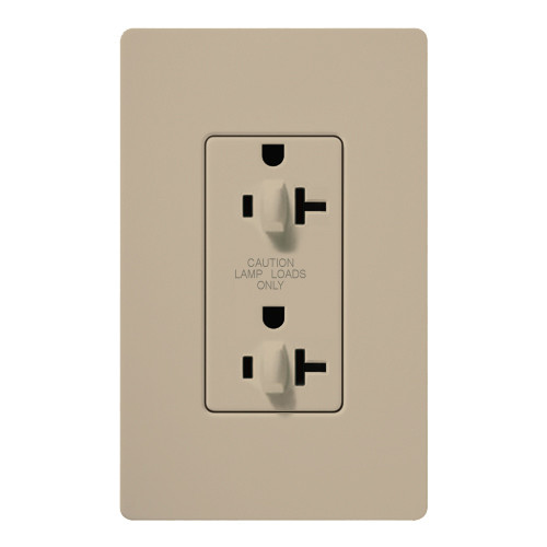 Lutron SCR-20-DDTR-TP 20A 120/125V Dual Dimming Tamper Resistant Receptacle, Taupe