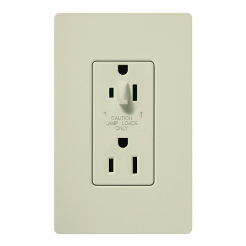 Lutron SCR-15-HDTR-BI 15A 120/125V Half Dimming Tamper Resistant Receptacle, Biscuit