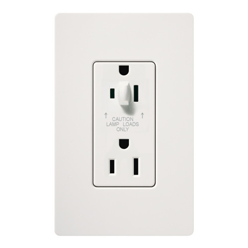 Lutron SCR-15-HDTR-SW 15A 120/125V Half Dimming Tamper Resistant Receptacle, Snow White