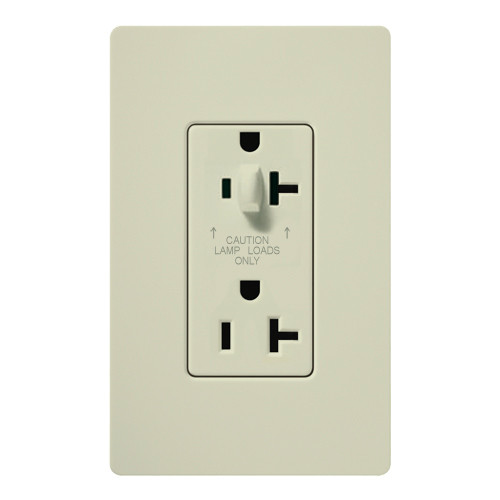 Lutron SCR-20-HDTR-BI 20A 120/125V Half Dimming Tamper Resistant Receptacle, Biscuit