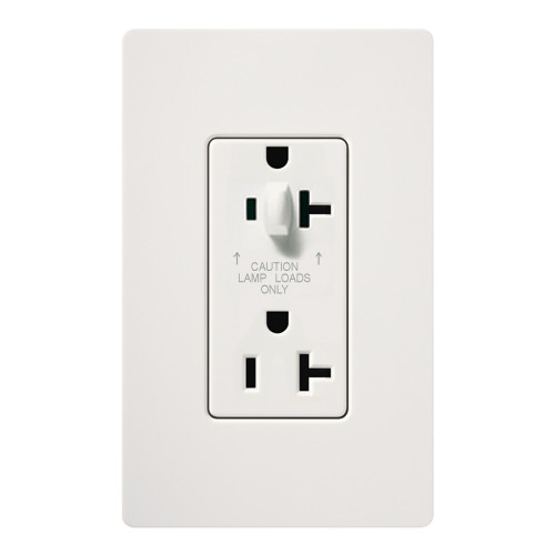 Lutron SCR-20-HDTR-SW 20A 120/125V Half Dimming Tamper Resistant Receptacle, Snow White