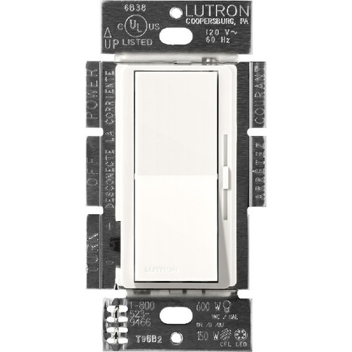 Lutron DVSCCL-153P-BW Diva LED+ Single Pole/3-Way Dimmer, 120V, 150W LED/CFL, 600W Incandescent/Halogen, Brilliant White