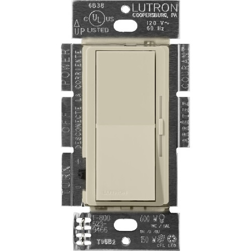 Lutron DVSCCL-253P-CY Diva LED+ Single Pole/3-Way Dimmer, 120V, 250W LED/CFL, 600W Incandescent/Halogen, 350W Hi-Lume, Clay