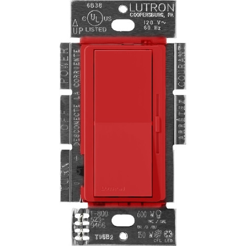 Lutron DVSCCL-253P-SR Diva LED+ Single Pole/3-Way Dimmer, 120V, 250W LED/CFL, 600W Incandescent/Halogen, 350W Hi-Lume, Signal Red