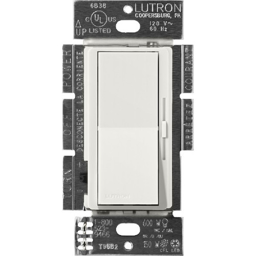 Lutron DVSCRP-253P-LG Diva Reverse-Phase Single Pole/3-Way Dimmer, 120V, 250W LED/CFL, 500W Incandescent/Halogen, 500W ELV, Lunar Gray
