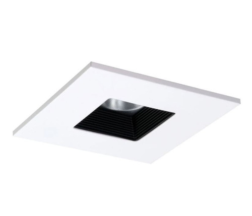 Halo Lighting TLS408WHBB 4" Square Baffle Trim with Glass Lens, White with Black Baffle