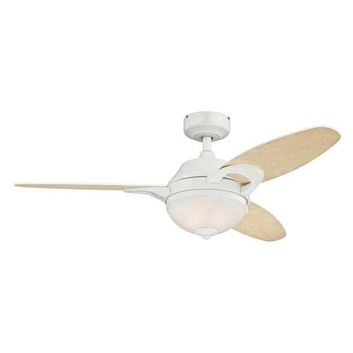 Westinghouse Lighting 78691 46" 3-Blade Ceiling Fan with Remote Control, White Finish, Maple/White Plywood ABS Blades