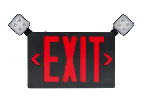 Keystone KT-EC-TP2-BL3RGW-SU-RC LED Emergency Light and Exit Sign Combo with Remote Capability and Emergency Battery Backup, Switchable Red/Green Letters6500K, Black