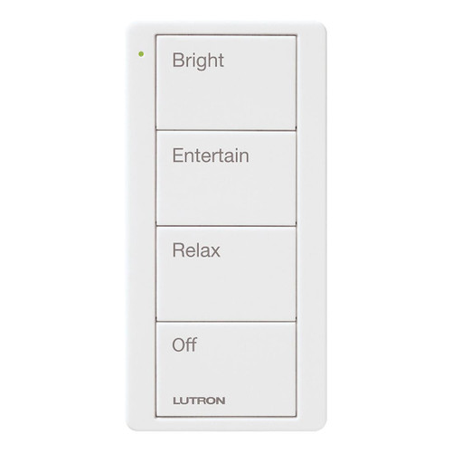 Lutron PJ2-4B-GWH-P03 Pico 4-Button Scene Remote Control, Bright/Entertain/Relax/Off, White