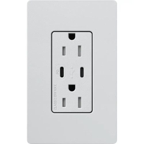 Lutron SCR-15-CCTR-MI Claro 15A 125V Tamper Resistant USB Type C & C Duplex Receptacle, Mist